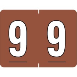 Tab Compatible Mini Numeric "9" Labels, Vinyl Kimdura Stock, 1/2" X 1" Individual Numbers - Roll of 500