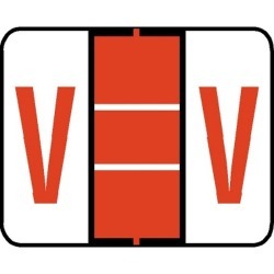 Tab Compatible "V" Labels, Vinyl Kimdura Stock, 1" X 1.25" Individual Letters - Roll of 500