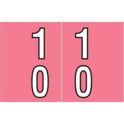 Barkley DBKM Compatible "10" Double Digit Labels, Laminated Stock, 1" X 1-1/2" Individual Numbers - Roll of 500