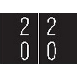Barkley DAVM Compatible "20" Double Digit Labels, Laminated Stock, 1-3/16" X 1-1/2" Individual Numbers - Roll of 500