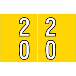 Barkley DBKE Compatible "20" Double Digit Labels, Laminated Stock, 1" X 1-1/2" Individual Numbers - Roll of 500
