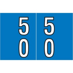 Barkley DBKM Compatible "50" Double Digit Labels, Laminated Stock, 1" X 1-1/2" Individual Numbers - Roll of 500