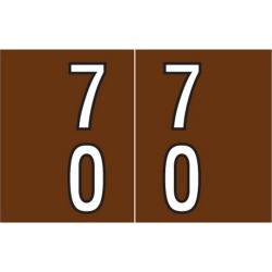 Barkley DBKE Compatible "70" Double Digit Labels, Laminated Stock, 1" X 1-1/2" Individual Numbers - Roll of 500
