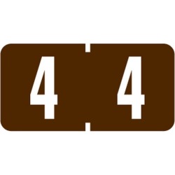 Tab Compatible Mini Numeric "4" Labels, Vinyl Kimdura Stock, 1/2" X 1" Individual Numbers - Roll of 1000