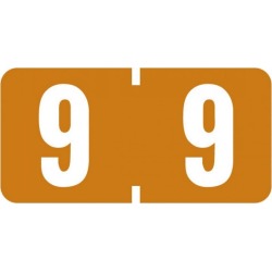 Tab Compatible Mini Numeric "9" Labels, Vinyl Kimdura Stock, 1/2" X 1" Individual Numbers - Roll of 500