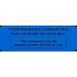 Billing Labels, Insurance has paid it's Share, Fluorescent Orange, 3" x 1", (Roll of 250)