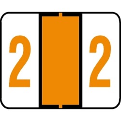 Tab Compatible Numeric "2" Labels, Vinyl Kimdura Stock, 1" X 1.25" Individual Numbers - Roll of 500