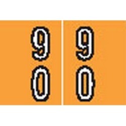Barkley DAVM Compatible "90" Double Digit Labels, Laminated Stock, 1-3/16" X 1-1/2" Individual Numbers - Roll of 500