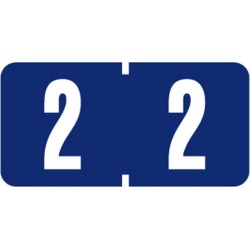 Tab Compatible Mini Numeric "2" Labels, Vinyl Kimdura Stock, 1/2" X 1" Individual Numbers - Roll of 1000
