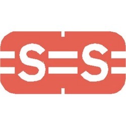 Tab Compatible Mini "S" Labels, Vinyl Kimdura Stock, 1/2" X 1" Individual Letters - Roll of 500