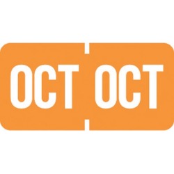 Tab Compatible "Oct" Month Labels, Vinyl Kimdura Stock, 1" X 1/2", Individual Months - Roll of 1000