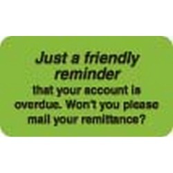 Reminder Account Overdue 1-1/2" x 7/8" Fl-Green Label (Roll of 250)