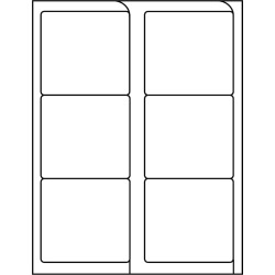 4" x 3.3333" InkJet Laser Labels, White, (6 Labels per Sheet, 1000 Sheets per Carton)