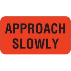 Approach Slowly 1-5/8" x 7/8" Fl-Red Label (Roll of 560)