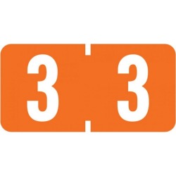 Tab Compatible Mini Numeric "3" Labels, Vinyl Kimdura Stock, 1/2" X 1" Individual Numbers - Roll of 500