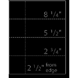 8.5'' x 11" Deposit Slips, 24# White Stock, Horizontal Perf Every 2.75", Vertical Perf 2.5" from Left (Carton of 2500)
