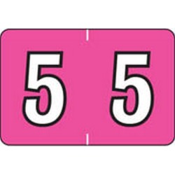 Colwell Compatible Numeric "5" Labels, Polylaminated Stock, 1" X 1-1/2" Individual Numbers - Roll of 500