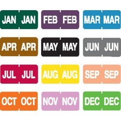 Tab Compatible Month Labels, Vinyl Kimdura Stock, 1" X 1/2", Individual Months - Roll of 500