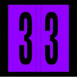 Tabbies Compatible "3" Numeric Labels, 100# Laminated Stock, 1-1/2" X 1-1/2" Individual Numbers - Roll of 500