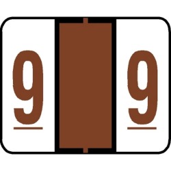 Tab Compatible Numeric "9" Labels, Vinyl Kimdura Stock, 1" X 1.25" Individual Numbers - Roll of 500