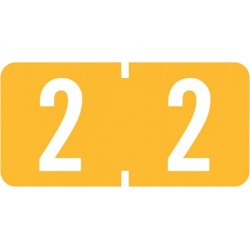 Tab Compatible Mini Numeric "2" Labels, Vinyl Kimdura Stock, 1/2" X 1" Individual Numbers - Roll of 500