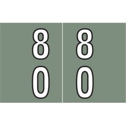 Barkley DBKE Compatible "80" Double Digit Labels, Laminated Stock, 1" X 1-1/2" Individual Numbers - Roll of 500