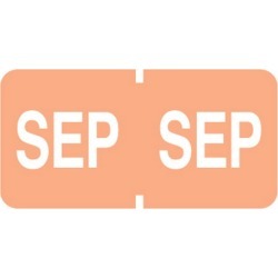 Tab Compatible "Sep" Month Labels, Vinyl Kimdura Stock, 1" X 1/2", Individual Months - Roll of 500