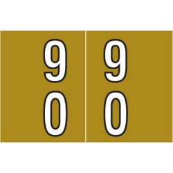 Barkley DBKM Compatible "90" Double Digit Labels, Laminated Stock, 1" X 1-1/2" Individual Numbers - Roll of 500