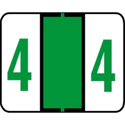 Tab Compatible Numeric "4" Labels, Vinyl Kimdura Stock, 1" X 1.25" Individual Numbers - Roll of 500