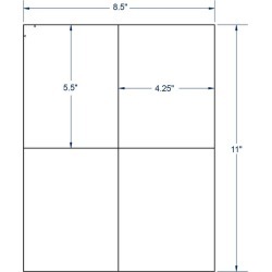 4.25" x 5.5" White Shipping Label, 4 Labels per Sheet (100 Sheets per Carton)