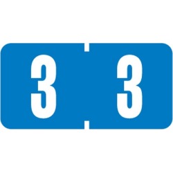 Tab Compatible Mini Numeric "3" Labels, Vinyl Kimdura Stock, 1/2" X 1" Individual Numbers - Roll of 1000