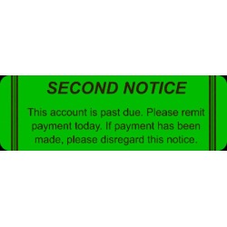 Billing Labels, SECOND NOTICE, Fluorescent Pink, 3" x 1", (Roll of 250)