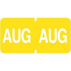 Tab Compatible "Aug" Month Labels, Vinyl Kimdura Stock, 1" X 1/2", Individual Months - Roll of 500