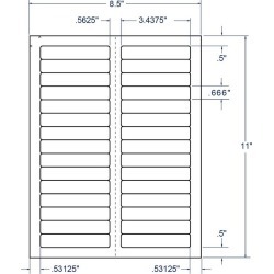 3.4375" x 0.66" White File Folder Labels, 30 Labels per Sheet (100 Sheets per Carton)