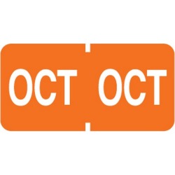 Tab Compatible "Oct" Month Labels, Vinyl Kimdura Stock, 1" X 1/2", Individual Months - Roll of 500