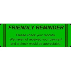 Billing Labels, Friendly Reminder, Fluorescent Pink, 3" x 1", (Roll of 250)