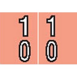 Barkley DAVM Compatible "10" Double Digit Labels, Laminated Stock, 1-3/16" X 1-1/2" Individual Numbers - Roll of 500