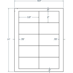 3.5" x 2" White Business Card Size Label, 10 Labels per Sheet (100 Sheets per Carton)