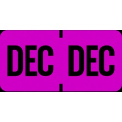 Tab Compatible "Dec" Month Labels, Vinyl Kimdura Stock, 1" X 1/2", Individual Months - Roll of 1000