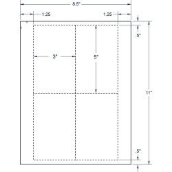3" x 5" White Index Card, 4 Cards per Sheet (100 Sheets per carton)