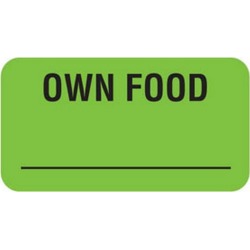 Own Food 1-5/8" x 7/8" Fl-Green Label (Roll of 560)