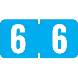 Tab Compatible Mini Numeric "6" Labels, Vinyl Kimdura Stock, 1/2" X 1" Individual Numbers - Roll of 500
