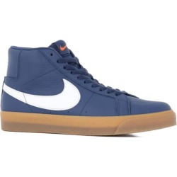 Nike SB Zoom Blazer Mid Skate Shoes - (orange label) navy/white-navy-gum light brown 10.5