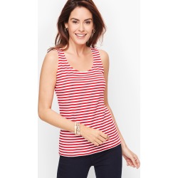 Cotton Blend Tank Top - Stripe - Bright Apple - Large Talbots