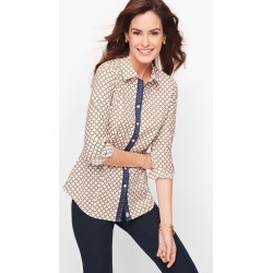 Perfect Shirt - Chainlink - White/Marigold - 16 Talbots