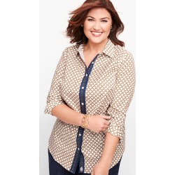 Perfect Shirt - Chainlink - White/Marigold - 18 Talbots