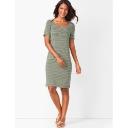 Patch-Pocket Stripe Dress - Summer Sage - Large Talbots
