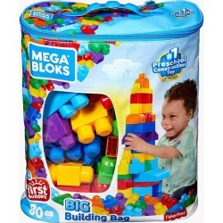 Mega Bloks First Builders Big Building Bag with Big Building Blocks, Building Toys for Toddlers 24 Fisher Price Mega Bloks First Builders Big Building Bag