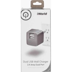 iWorld Dual USB Wall Charger (Silver)
