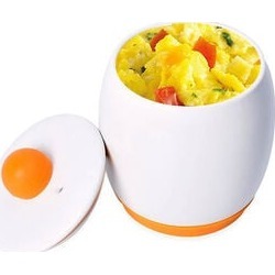 buy  Egg-Tastic Ceramic Microwave Egg Cooker with Silicone Bottom and Top Lid (Size 8x12 Cm) - White and Orange cheap online